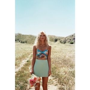 Princess Polly Charlene Mini Pleated Skirt Mint Green